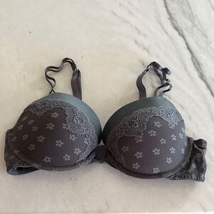 aerie Gray Lace Push-Up Bra